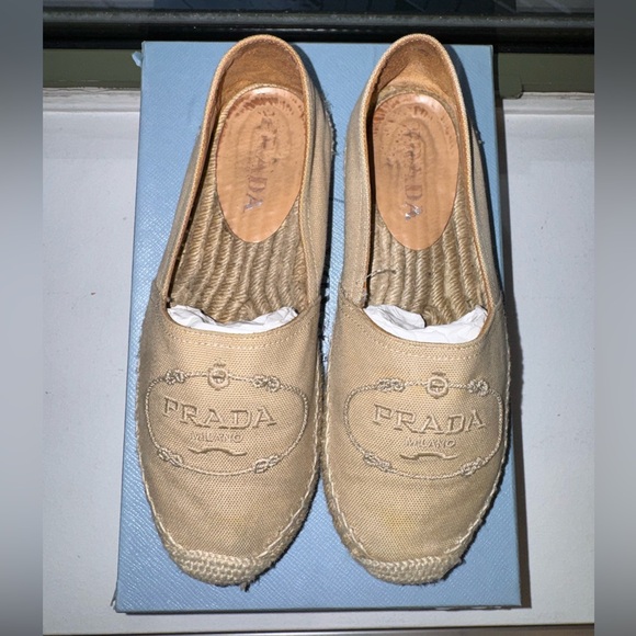 Prada Logo Embroidered Espadrilles | Size 37 - Picture 3 of 7